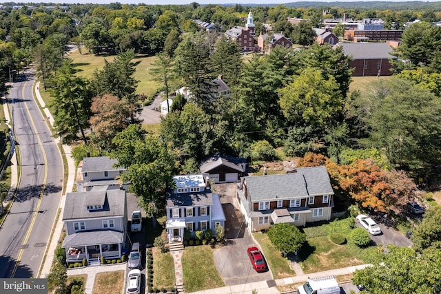 birds eye view of property with a residential view