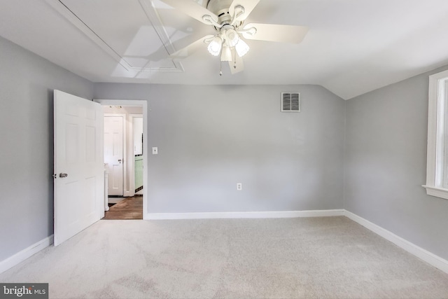 2011 Wardman Rd, Hyattsville, MD 20782 - unfurnished bedroom featuring a ceiling fan, carpet, visible vents, baseboards, and attic access