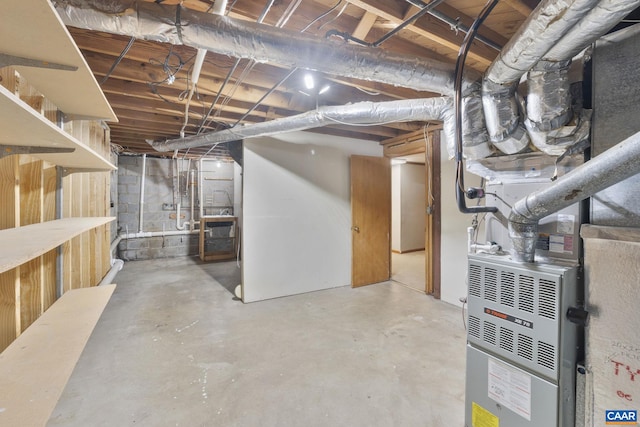 view of unfinished basement