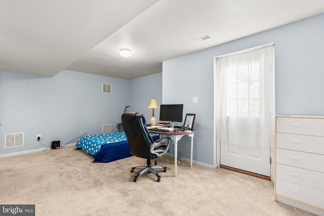 office space featuring carpet and visible vents