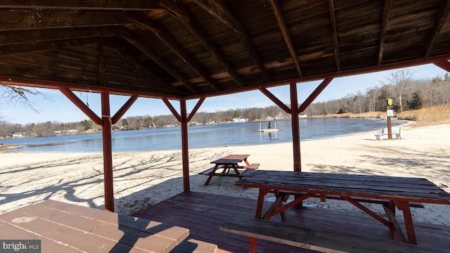 dock area featuring a water view