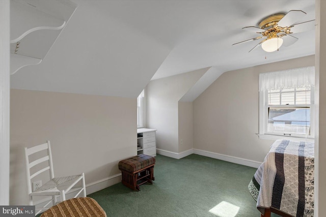 802 E 11th Ave, York, PA 17402 - carpeted bedroom with baseboards, lofted ceiling, and a ceiling fan