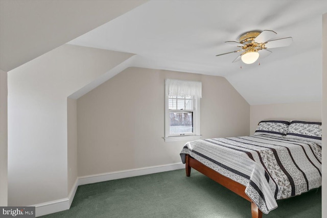 802 E 11th Ave, York, PA 17402 - bedroom featuring baseboards, carpet, lofted ceiling, and ceiling fan