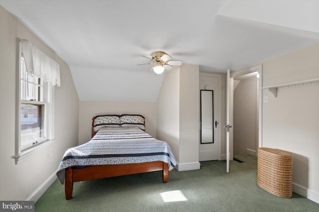 802 E 11th Ave, York, PA 17402 - bedroom with carpet flooring, ceiling fan, baseboards, and vaulted ceiling