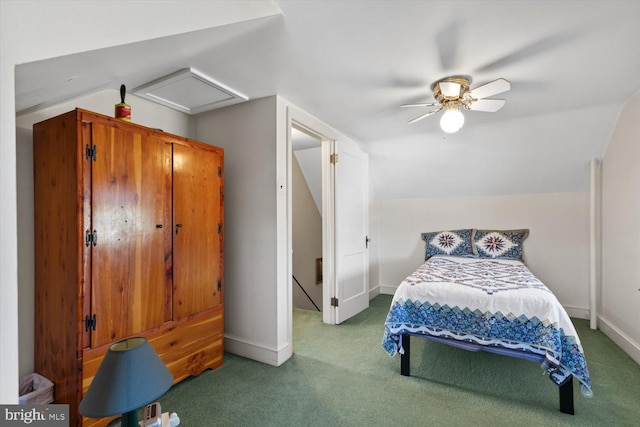 802 E 11th Ave, York, PA 17402 - carpeted bedroom featuring baseboards, attic access, a ceiling fan, and vaulted ceiling