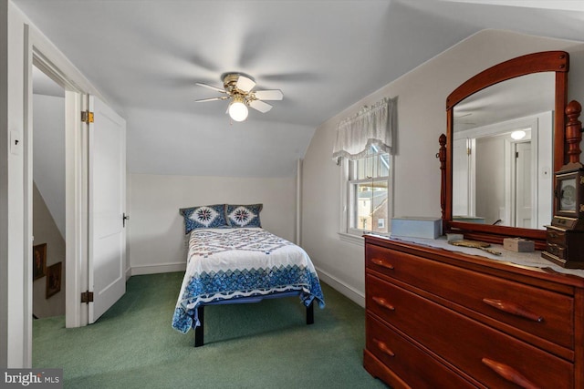 802 E 11th Ave, York, PA 17402 - carpeted bedroom featuring vaulted ceiling, a ceiling fan, and baseboards