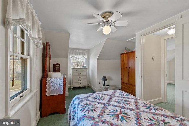 802 E 11th Ave, York, PA 17402 - carpeted bedroom featuring lofted ceiling, a ceiling fan, and baseboards
