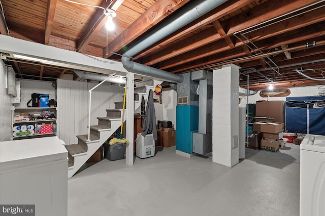 802 E 11th Ave, York, PA 17402 - unfinished basement featuring stairway, washer / clothes dryer, and visible vents
