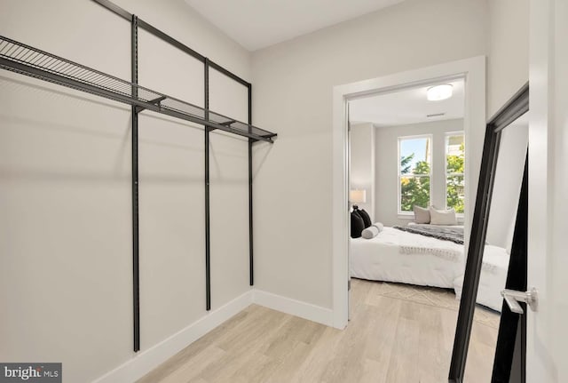 spacious closet featuring light wood-style floors