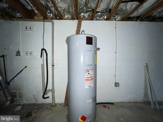 utility room with water heater