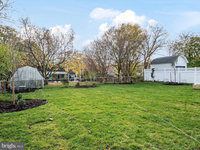 view of yard with a fenced backyard