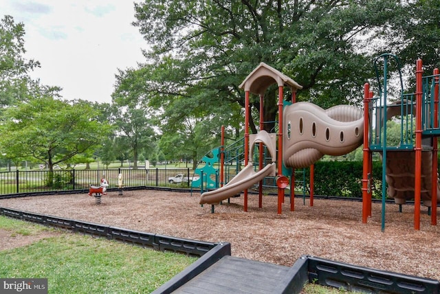 community play area with fence