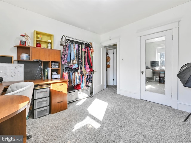 office space with carpet floors