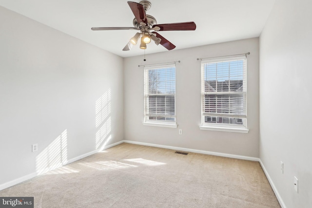 107 Persimmon Pl, Bear, DE 19701 - empty room featuring carpet flooring, visible vents, baseboards, and ceiling fan