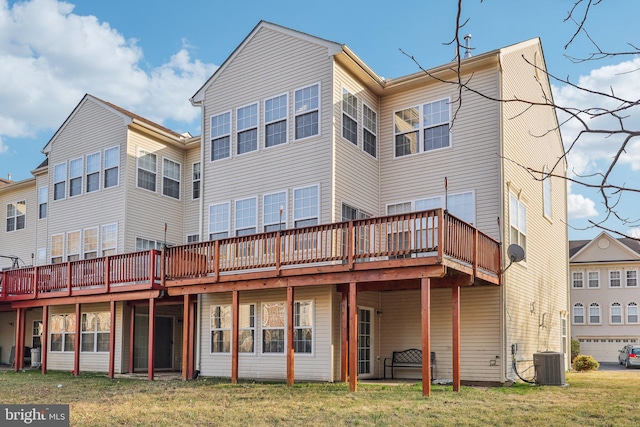 107 Persimmon Pl, Bear, DE 19701 - back of house with a yard, a deck, and central AC