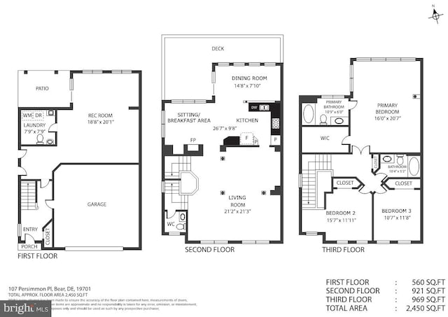 107 Persimmon Pl, Bear, DE 19701 - floor plan