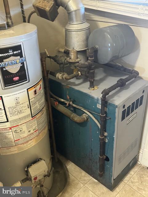 utility room with gas water heater