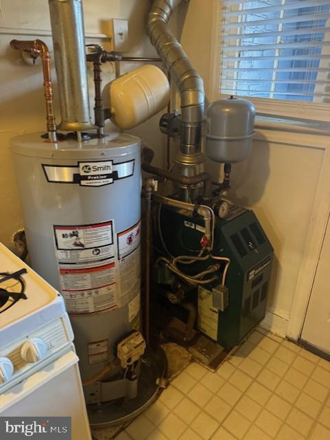 utility room featuring a heating unit and water heater