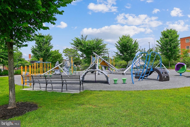 community playground with a lawn