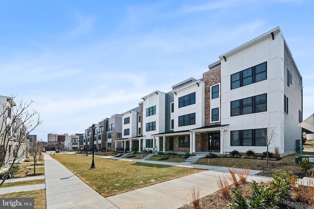 view of building exterior featuring a residential view