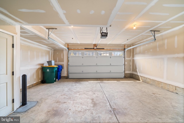 garage with a garage door opener