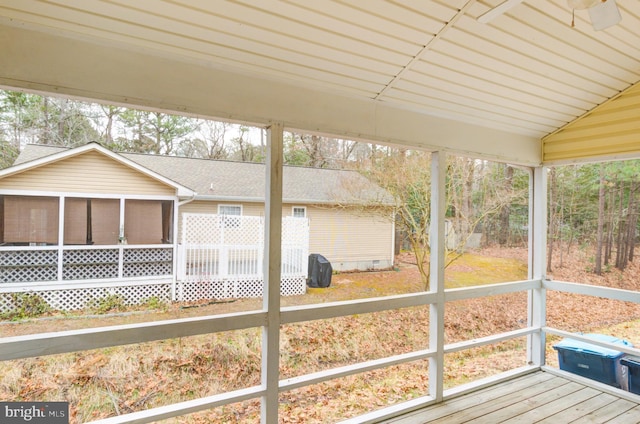 exterior space with lofted ceiling