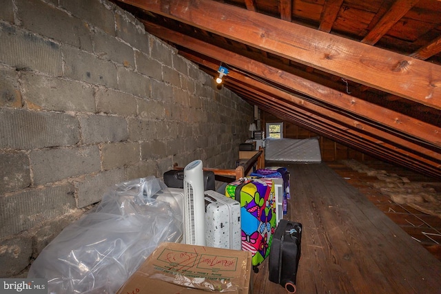 view of unfinished attic