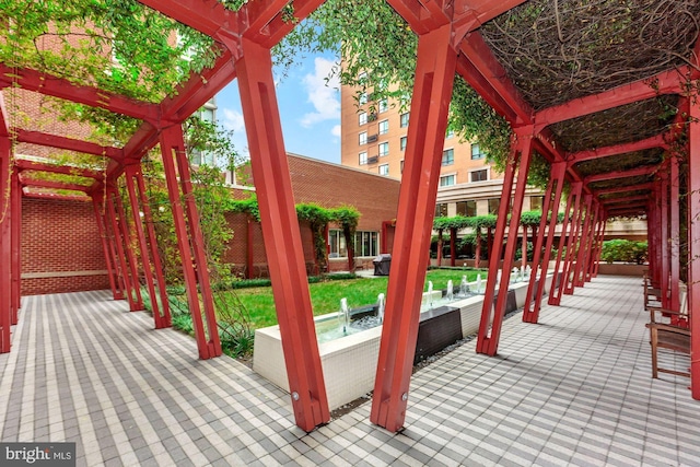 view of community featuring a pergola