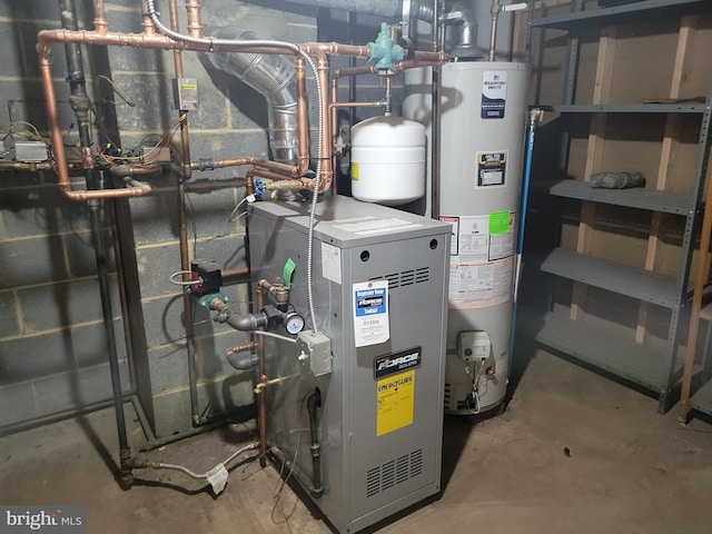 utility room featuring gas water heater