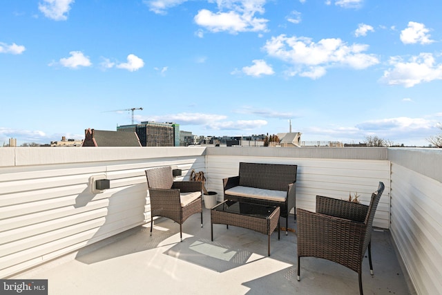 view of patio with a city view