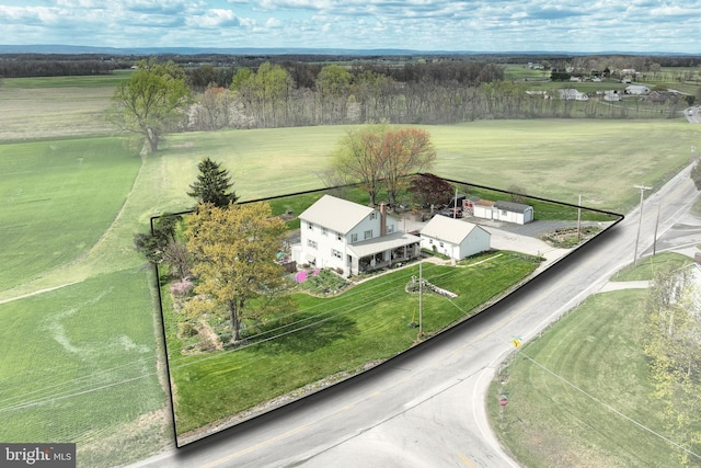 drone / aerial view featuring a rural view