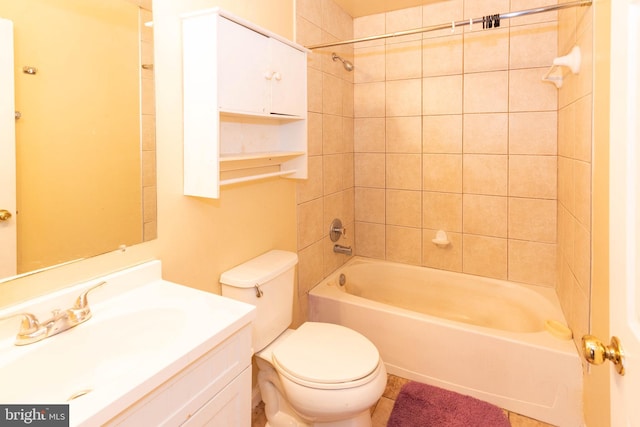 full bathroom featuring vanity,  shower combination, and toilet