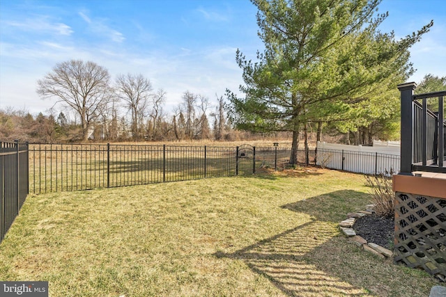 view of yard featuring a fenced backyard