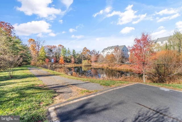 view of road featuring a water view