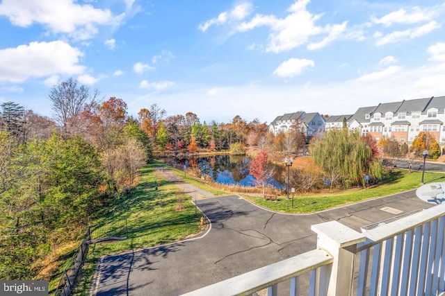 property view of water featuring a residential view