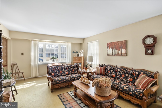 living room featuring carpet flooring