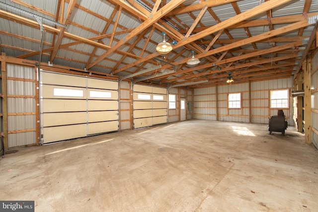 garage with metal wall