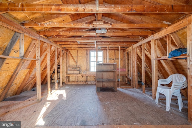 view of unfinished attic