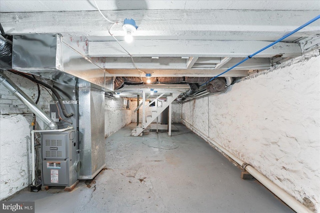 view of unfinished basement