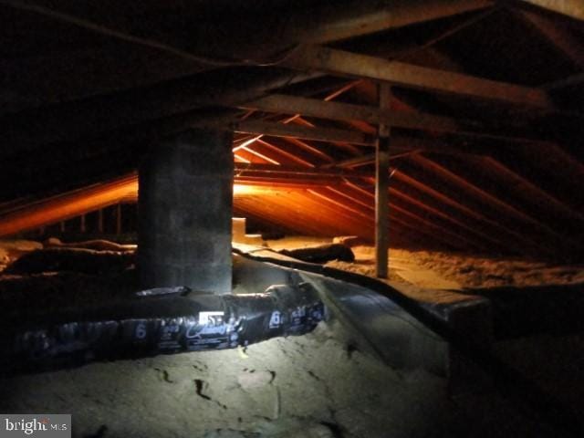 view of unfinished attic