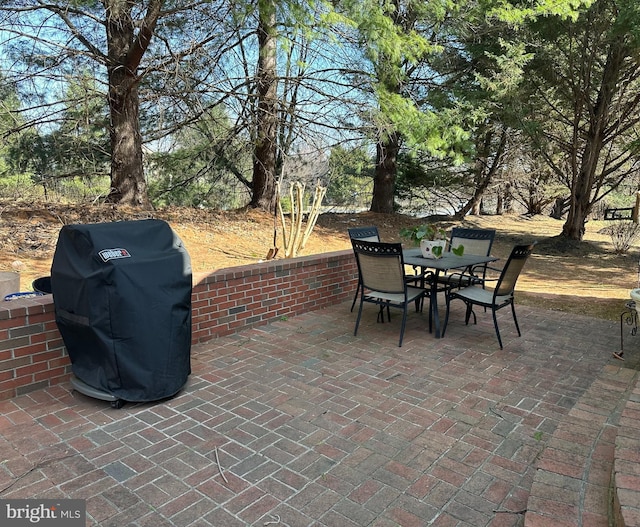 view of patio / terrace with outdoor dining area and a grill