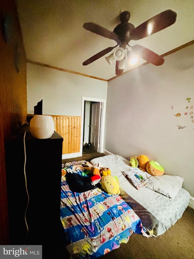 3316 Jasper St, Philadelphia, PA 19134 - carpeted bedroom featuring ornamental molding and a ceiling fan