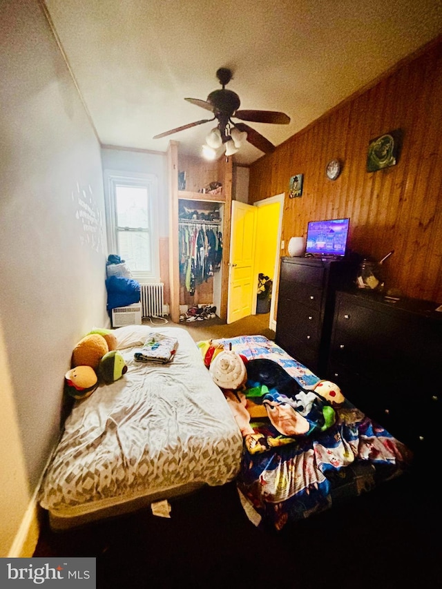 3316 Jasper St, Philadelphia, PA 19134 - bedroom with a closet, radiator, ceiling fan, and a textured ceiling