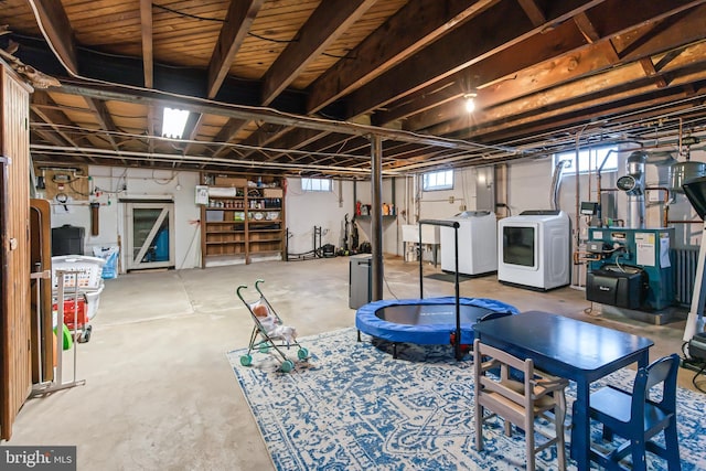 1175 Letort Rd, Conestoga, PA 17516 - basement with separate washer and dryer, a heating unit, and a sink