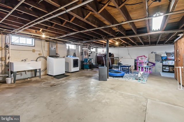 1175 Letort Rd, Conestoga, PA 17516 - basement featuring independent washer and dryer, heating fuel, a sink, and a heating unit