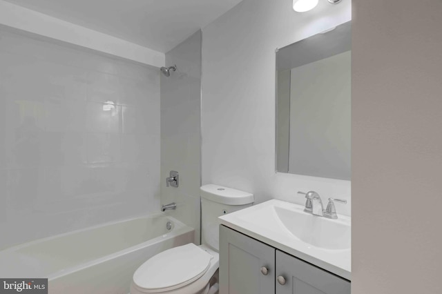 full bathroom featuring vanity, toilet, and shower / bathtub combination