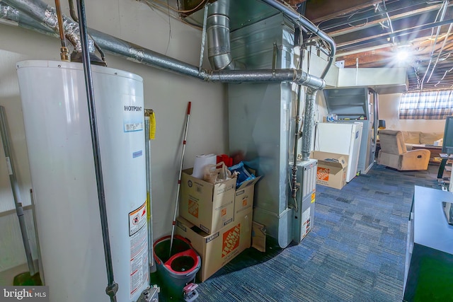 utility room with water heater