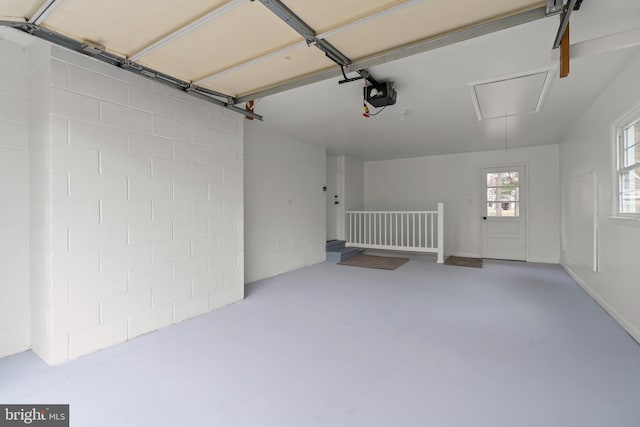 garage with a garage door opener