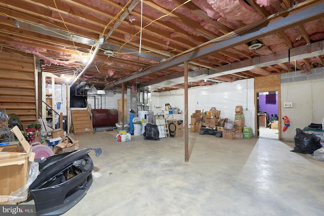 view of unfinished basement