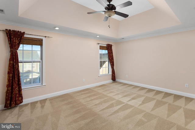 9 Quaker St, Chesterfield, NJ 08515 - unfurnished room featuring baseboards, a tray ceiling, crown molding, and light carpet